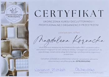 Certyfikat Kurs ARCHITEKTURA PORZADKU